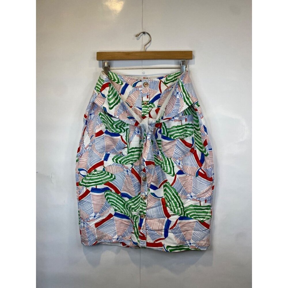52 Conversations Anthropologie Button Front Umbrella Novelty Print Pencil Skirt - Picture 2 of 10